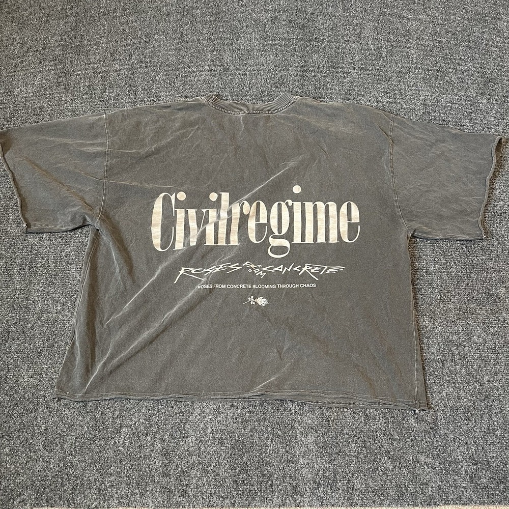 Civil Regime T-shirt Women's Large Gray "Roses From Concrete" Distressed